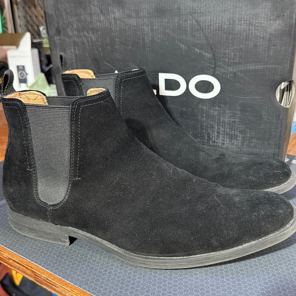 Aldo Classic Black Suede Ankle Boots